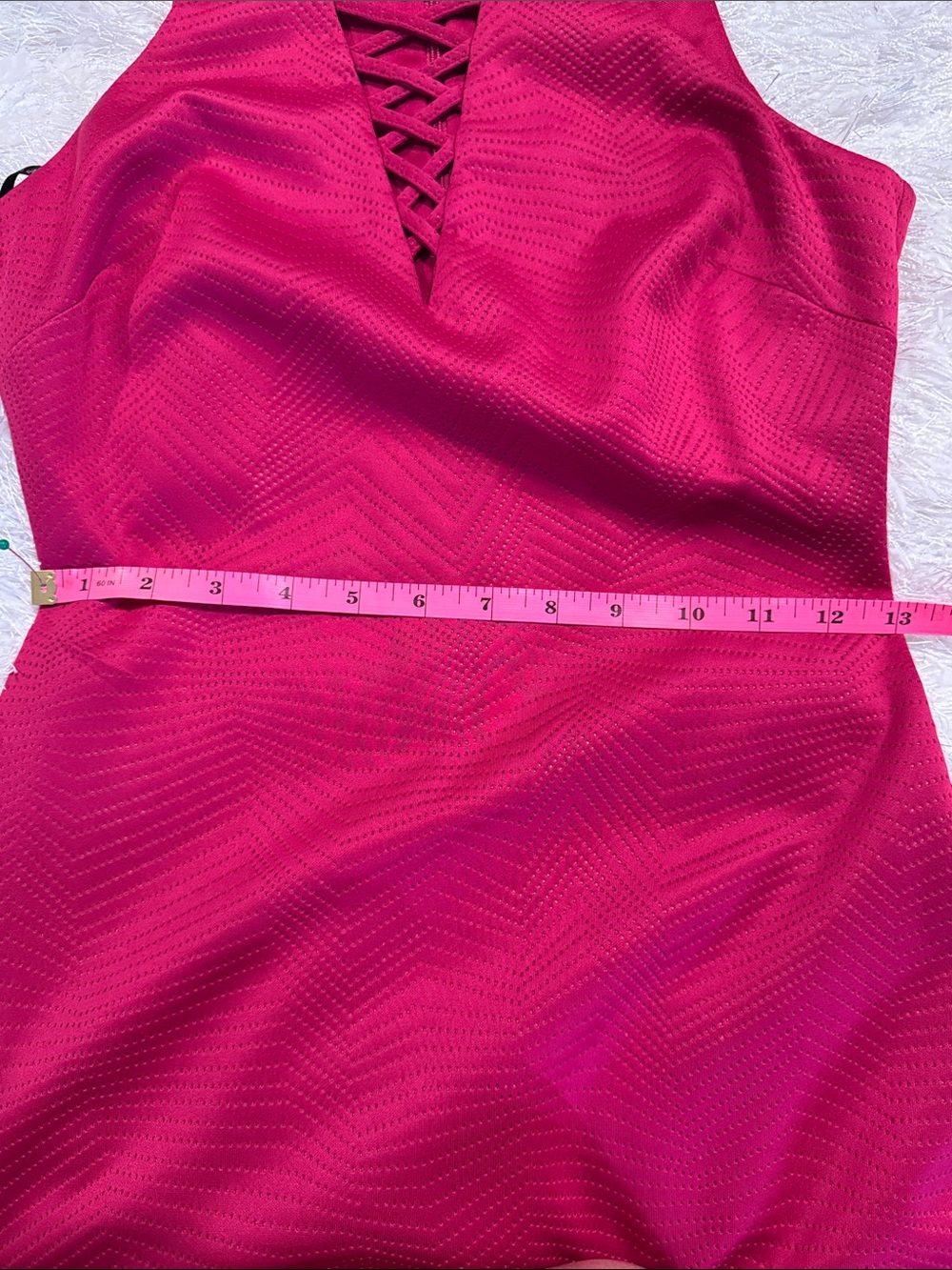 Guess Los Angeles Raspberry- Hot Pink Fixed Lace-Up Sheath Mini Dress - Picture 13 of 13